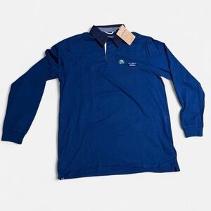 NWT LL Bean Men’s Large Tall Lakewashed Rugby Long Sleeve In Collegiate Blue
